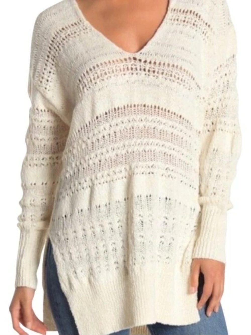 Free People Open-Knit hot tropics V-Neck oversized Sweater